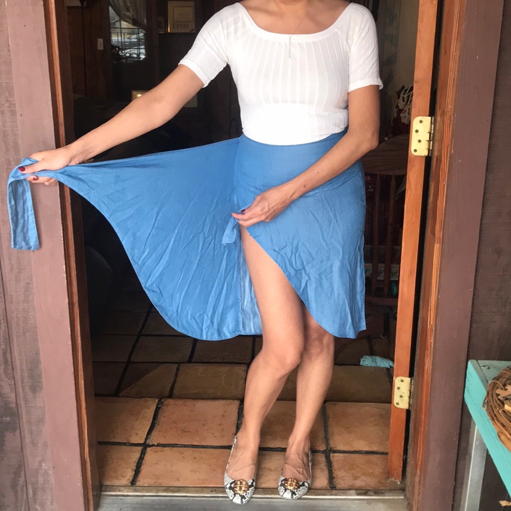 [Zara] Faux Wrap Midi Skirt
